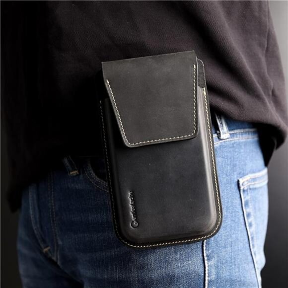 Leather Cell Phone Holster with BeltClip,Flip Case for iPhone 14 13ProMax,Holder - Picture 2 of 7